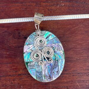 Vintage Abalone Necklace Bohemian Statement Jewelry